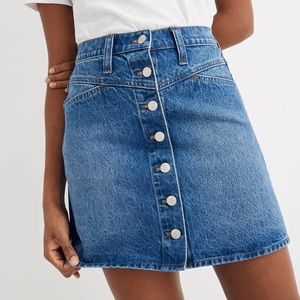 Madewell Stretch Denim A-Line Snap Mini Skirt
